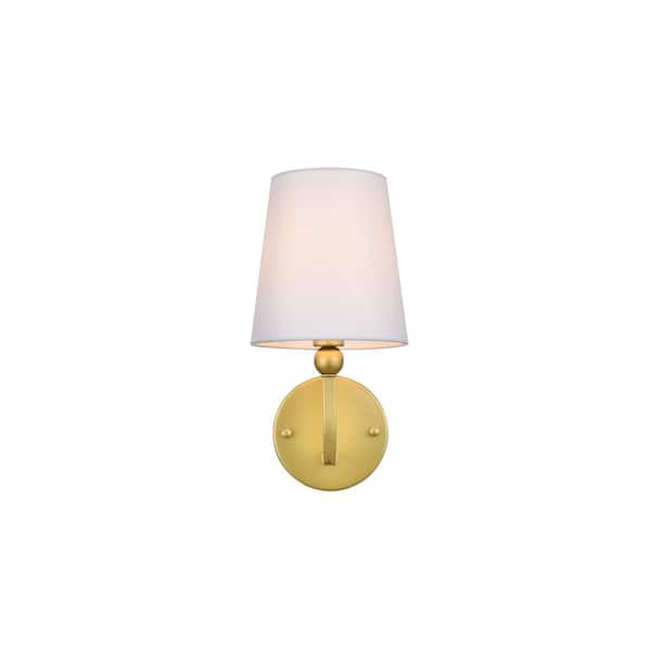 Unbranded Simply Living 6 in. 1-Light Modern Brass Vanity Light with White drum Shade
