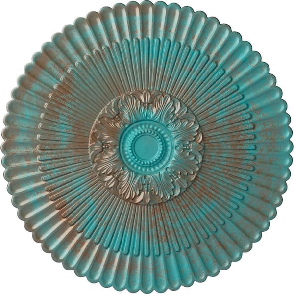 Ekena Millwork 1-5/8 in. x 41 in. x 41 in. Polyurethane Nexus Ceiling Medallion, Copper Green Patina