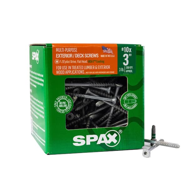 SPAX #10 x 3 in. Exterior Flat Head Deck Wood Screws Construction Torx T-Star Plus (200 Each) 3 LB Bit Included