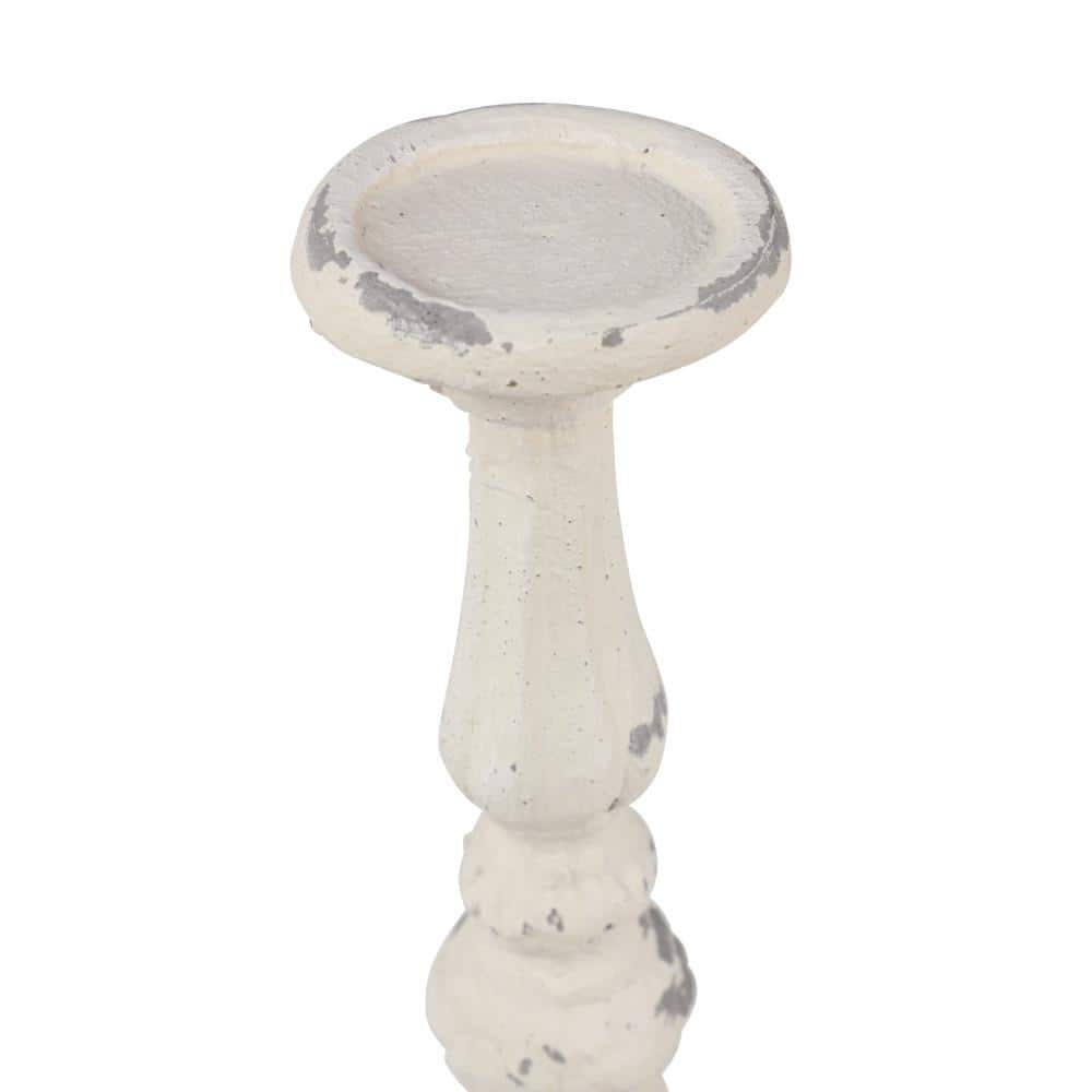 Elegant Vintage White Ceramic 20" Candlestick Holder