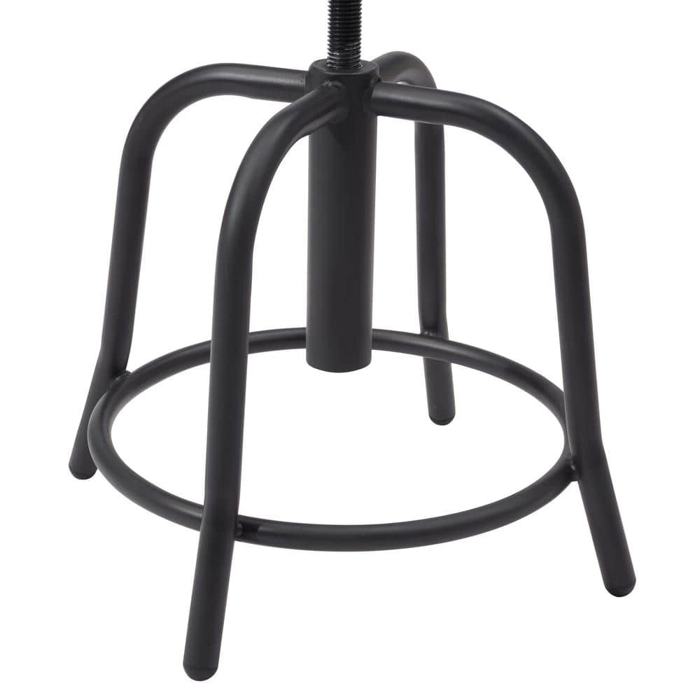 Adjustable Height Burgundy and Black Steel Swivel Stool