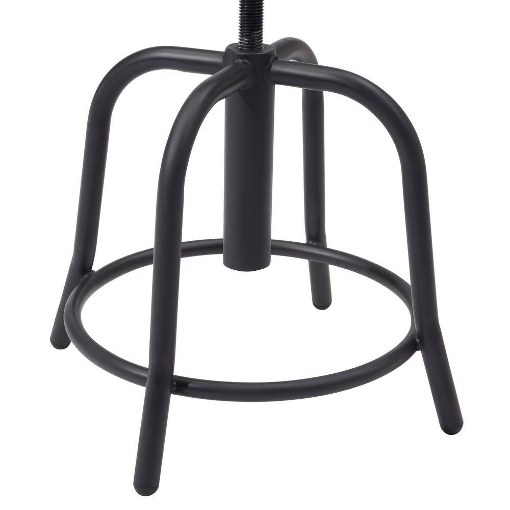 Adjustable Swivel Backless Stool, 25" Black Metal Frame with Wood Seat