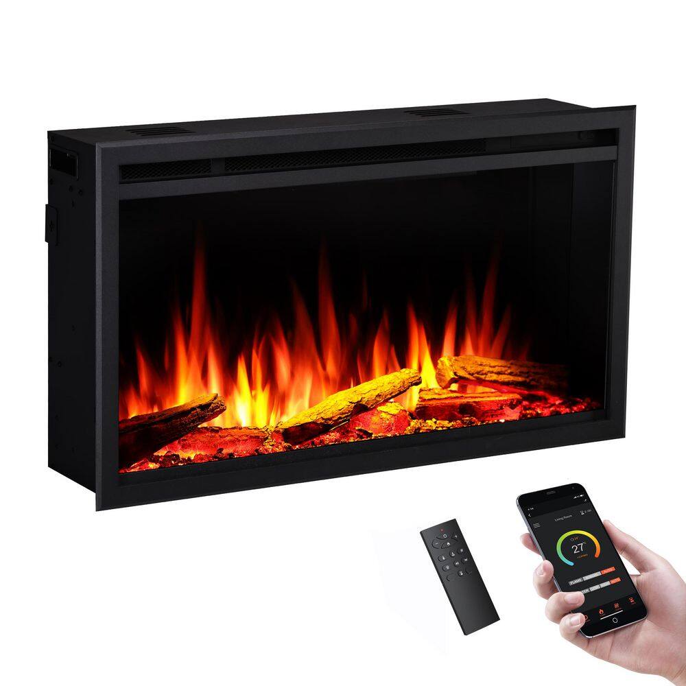 Smart Deep 33 in. W Wall Mount Electric Fireplace, Touch Control Panel and Remote Control Multi Flame Color Combinations price history on PriceWatchPro