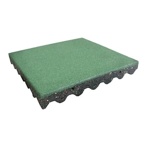Eco-Safety 2.5 in. x 19.5 in. W x 19.5 in. L Green Rubber Interlocking Flooring Tiles (42.24 sq. ft.)(16PK)(1-PF)
