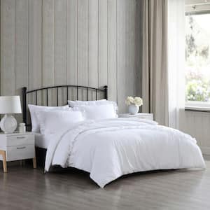 Larissa 3-Piece White Cotton King Comforter Set