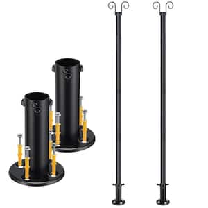 2-Pack 8 ft. Metal Garden Outdoor String Light Poles, Outdoor Flagpole for Solar String Light Bulbs Hanging Kit