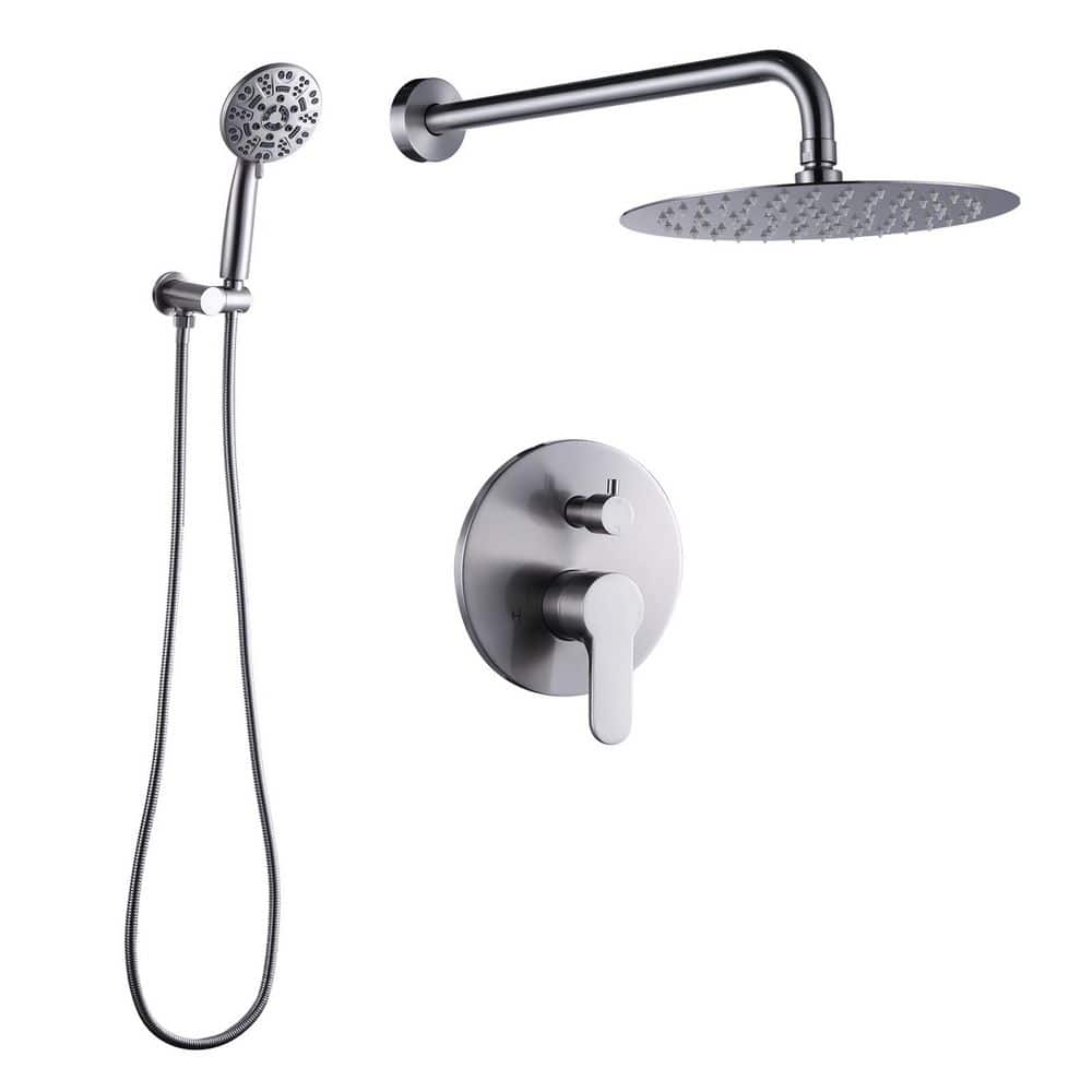 1-Spray 10 in. Dual Shower Head and Handheld Shower Head Ceiling Mount Rain Shower with 1.8-GPM in Matte Black price history on PriceWatchPro
