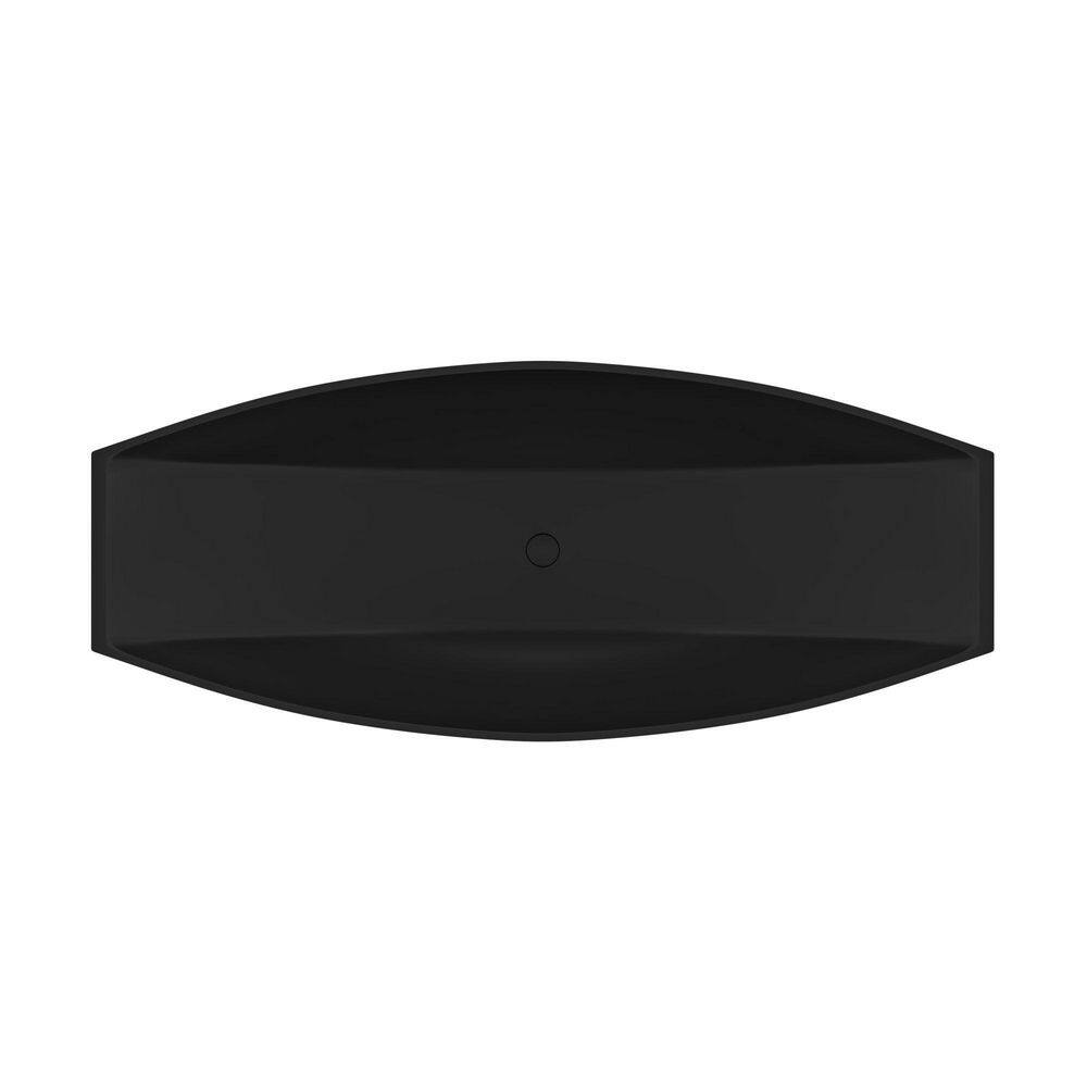 71" Black Matte Solid Surface Freestanding Hammock Bathtub