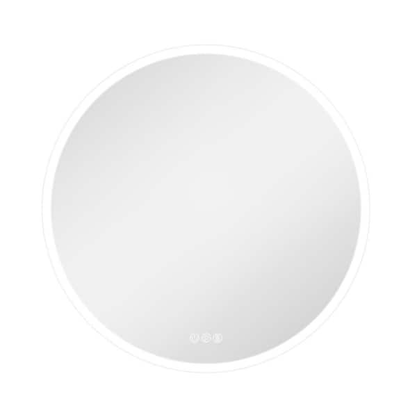 Hausvita 44 in. W x 44 in. H Round Frameless LED Wall Bathroom Vanity Mirror, Tempered Glass