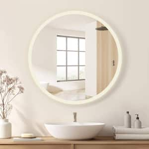 Moscow 32 in. W x 32 in. H Round Acrylic Frameless LED Wall Bathroom Vanity Mirror in White