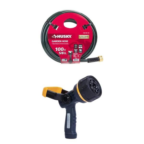 5/8 in. x 100 ft. Heavy-Duty Hose and 7 Pattern Lever Handle Nozzle Combo