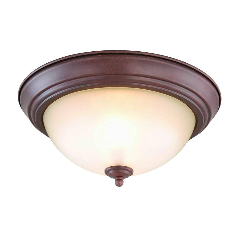 2-Light Nutmeg Flush Mount (Set of 2)