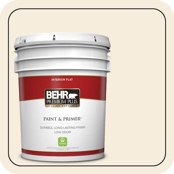 BEHR PREMIUM PLUS 5 gal. #BXC-68 White Mountain Flat Low Odor Interior Paint & Primer