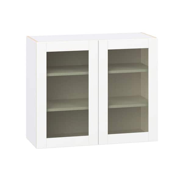 Timberline 36 in. W x 14 in. D x 30 in. H Assembled Glass Door Wall Kitchen Cabinet in Bright White