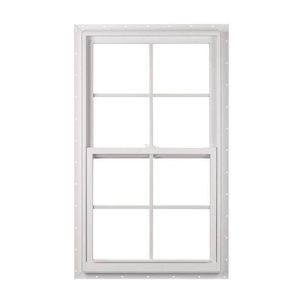 American Craftsman 23 375 In X 35 25 In 50 Series Single Hung White Vinyl Window With Nailing Flange And Colonial Grilles 50 Sh Fin The Home Depot