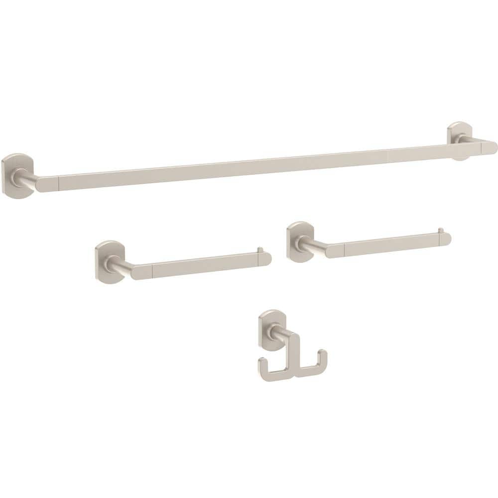 Granville 4-Piece Bath Hardware Set 18 in. Towel Bar w/ Extender, Toilet Pa
