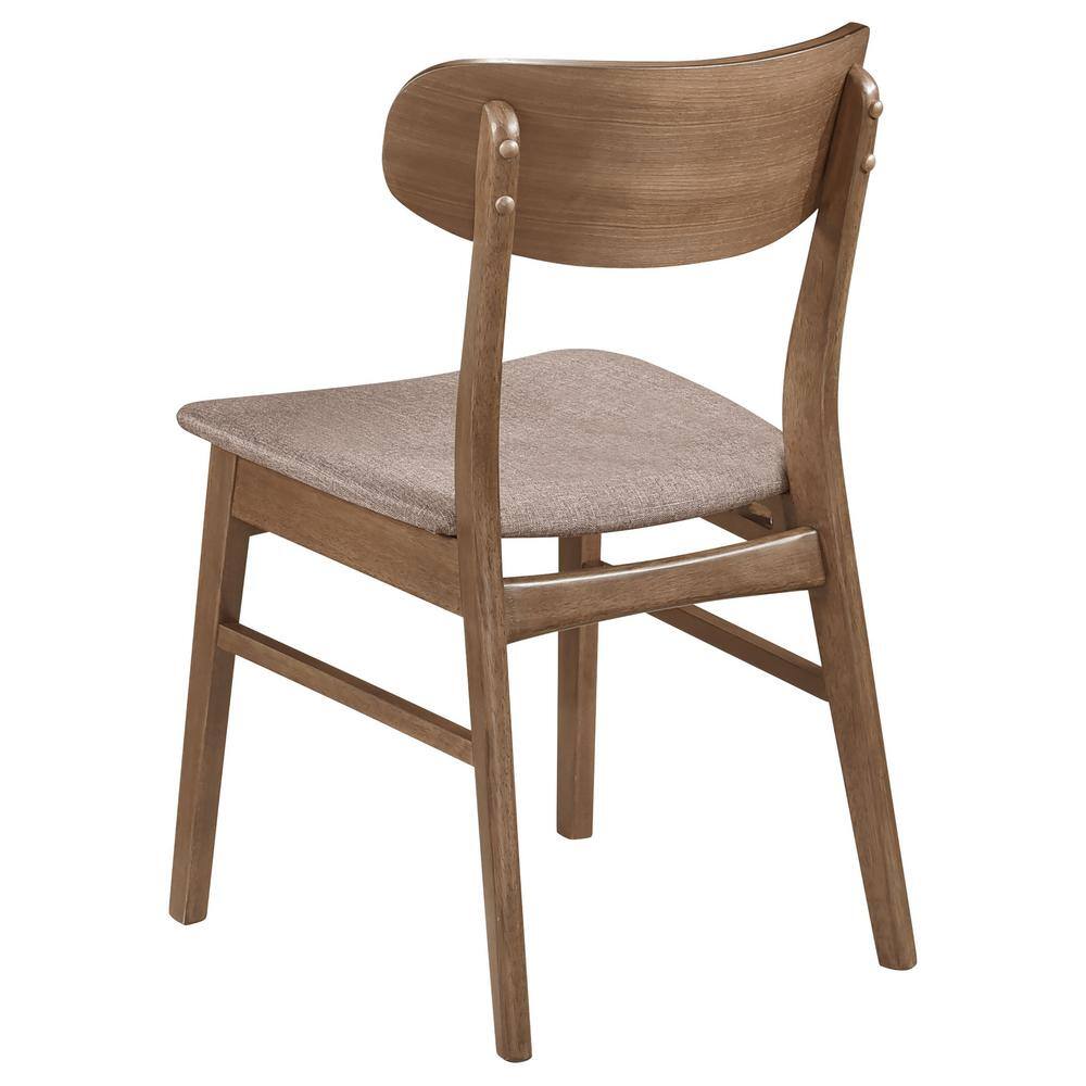 Walnut and Brown Upholstered Mid-Century Modern Side Chair Set
