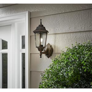 14.5 in. 1-Light Oil-Rubbed Bronze Dusk-to-Dawn Outdoor Wall Lantern Sconce