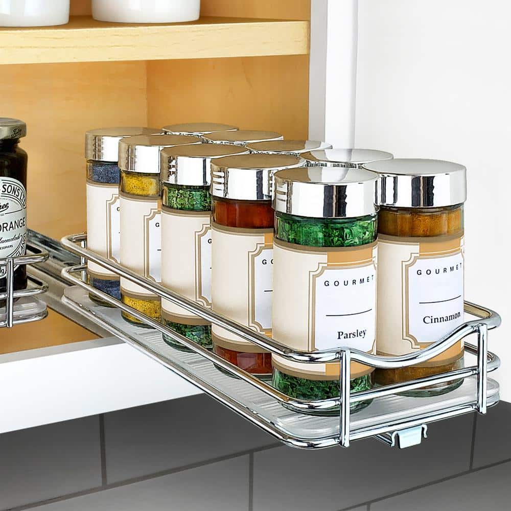 LYNK PROFESSIONAL Silver Metallic - Large Spice Rack Drawer Organizer - 4- Tier Spice Rack for Kitchen Drawers, Spice Drawer Organizer 430414DS - The  Home Depot