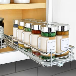 4-1/4 in. Wide Silver Chrome Slide Out Spice Rack Pull Out Cabinet Organizer