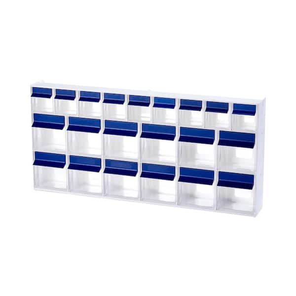 Mobile Gravity Shelf Bin Organizer - 7 x 12 x 4 Blue Bins