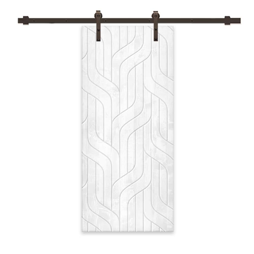 36 in. x 80 in. White Stained Pine Wood Modern Interior Sliding Barn Door with Hardware Kit price history on PriceWatchPro