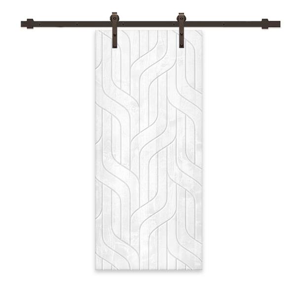 CALHOME 42 in. x 80 in. White Stained Pine Wood Modern Interior Sliding Barn Door with Hardware Kit