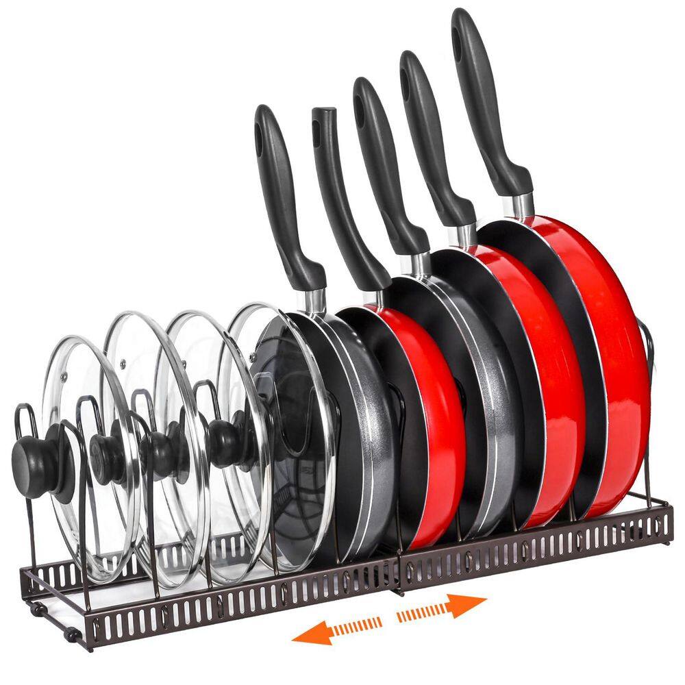 Wudkey Bronze Expandable Standing Pot Rack Organizer for Cabinet with ...