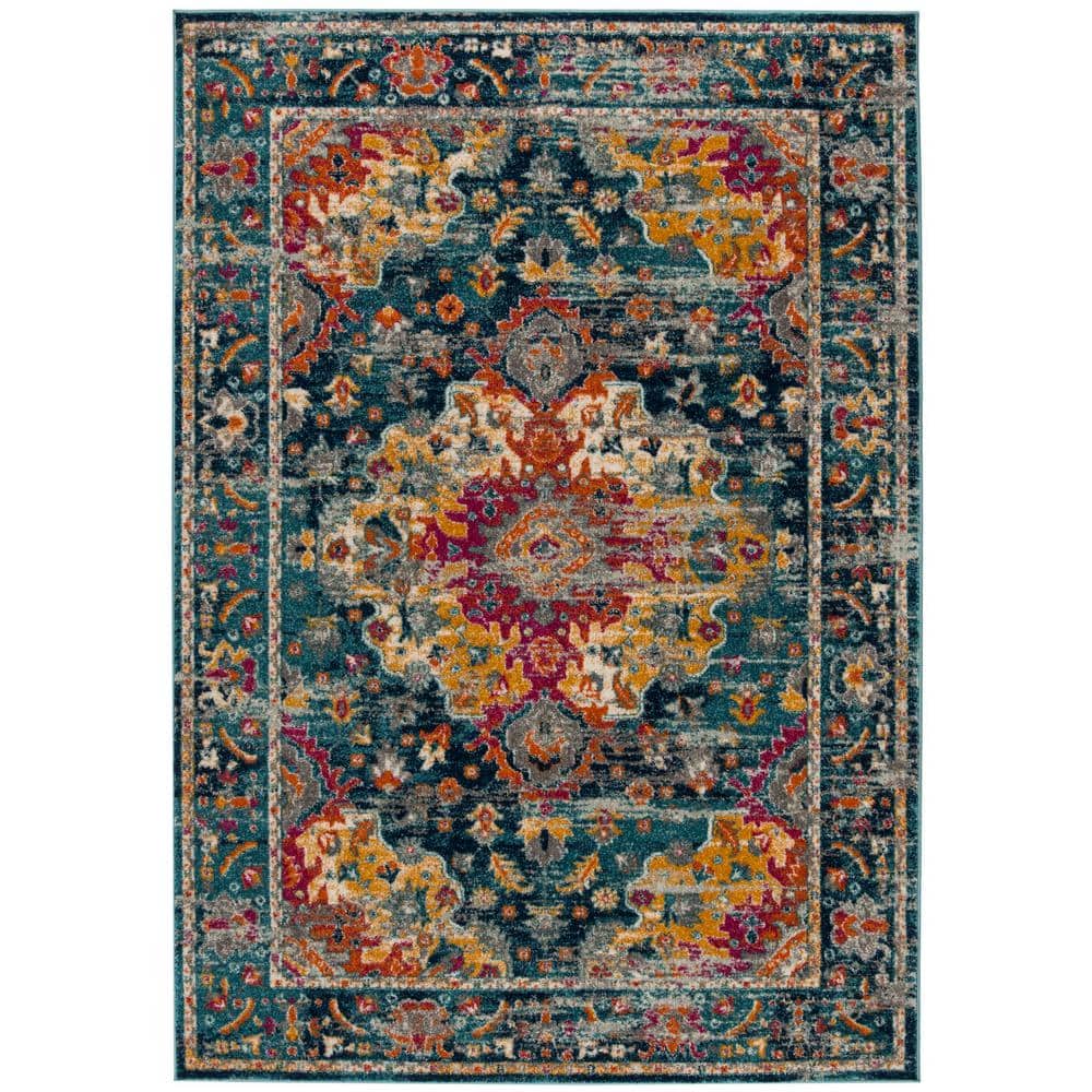 Teal and Fuchsia Flat Woven Synthetic Area Rug, 3' x 5'