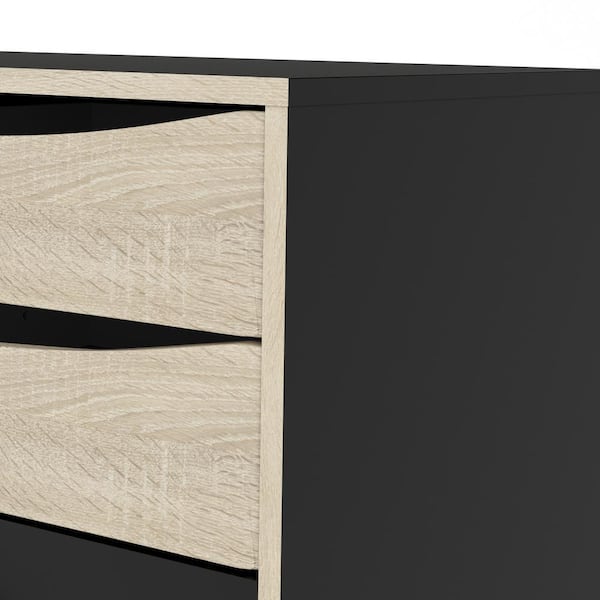 Tvilum Stubbe Black Matte Oak Structure One Door Sideboard With 3 Drawers 88200gmak The Home Depot