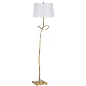 Liana 66.5 in. Gold Curved Floor Lamp with Off-White Shade