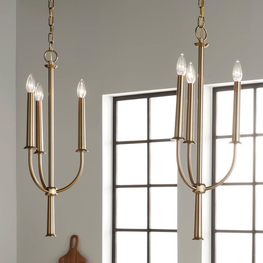 Florence Brushed Brass 3-Light Mini Candle Chandelier