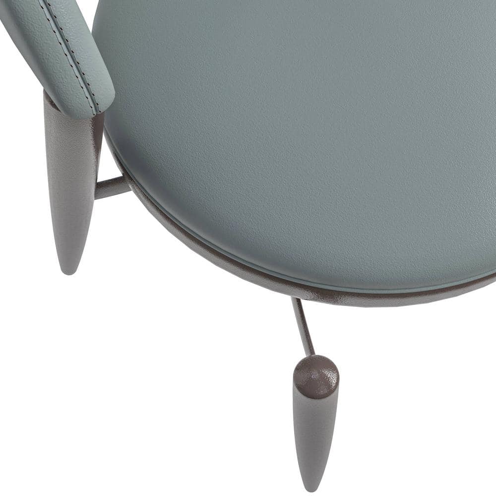 Venice Light Grey Leather Upholstered Side Chair with Metal Legs