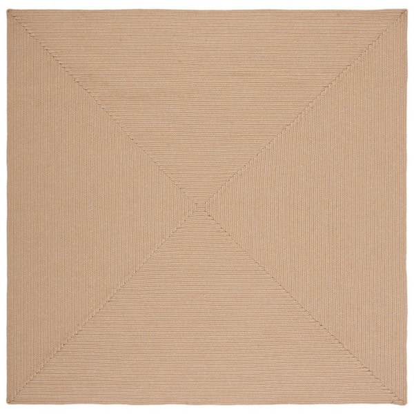 Braided Beige/Tan 3 ft. x 3 ft. Machine Washable Solid Color Gradient Square Area Rug