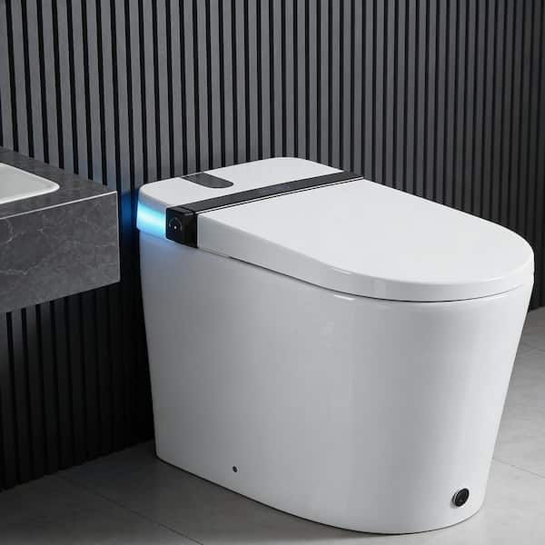 Tankless Elongated Smart Toilet Bidet in White with Auto Open and Close, Instant Warm Water, 1.1/1.6 Gal Per Flush