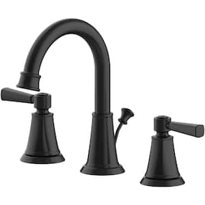 Melina 8 in. Widespread Double-Handle High-Arc Bathroom Faucet in Matte Black