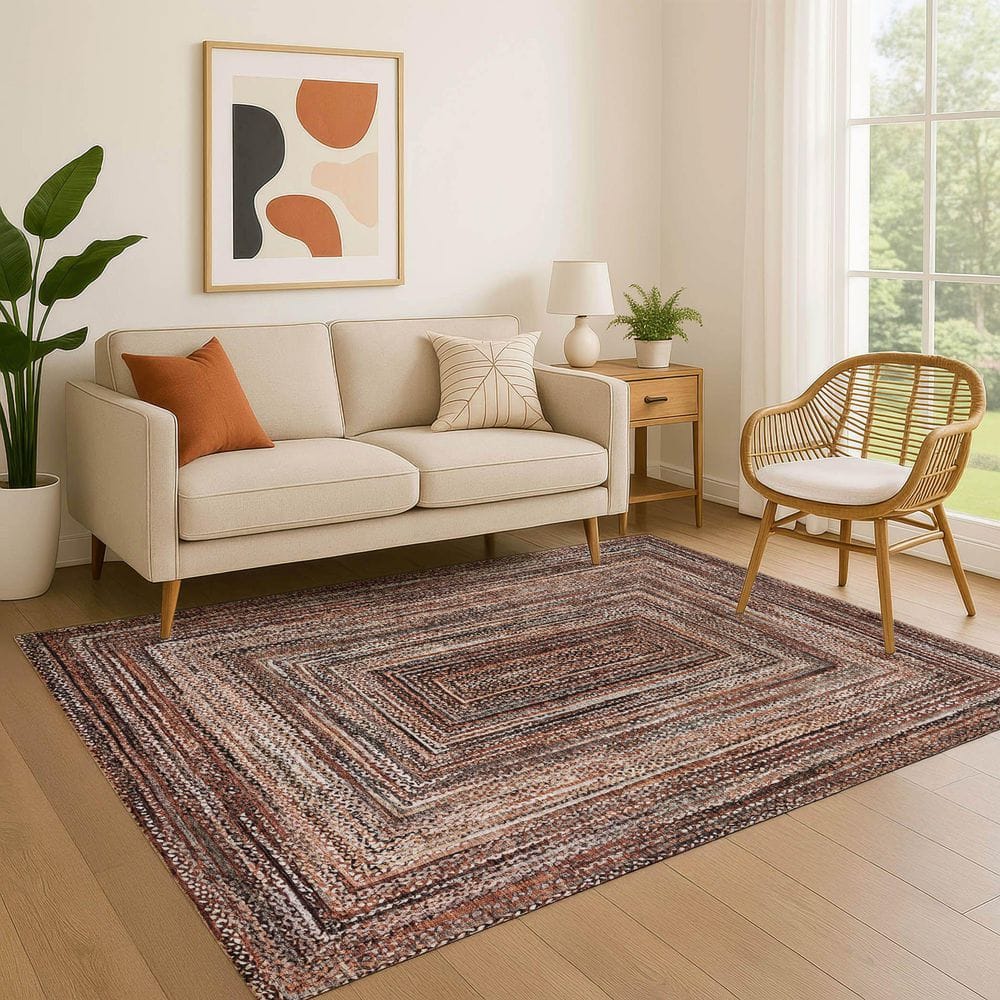 Mayfield Premium Machine Washable Abstract AMF1725 Terracotta 10 ft. x 14 ft. Area Rug price history on PriceWatchPro