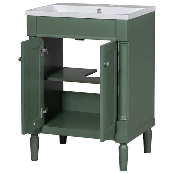 COWLOWN 24 in. W x 18 in. D x 34 in. H Bathroom Green Linen Cabinet