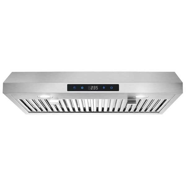 30 in. 600CFM Ducted Under Cabinet Range Hood in Silver with 3-Speed,Touch Control and LEDs