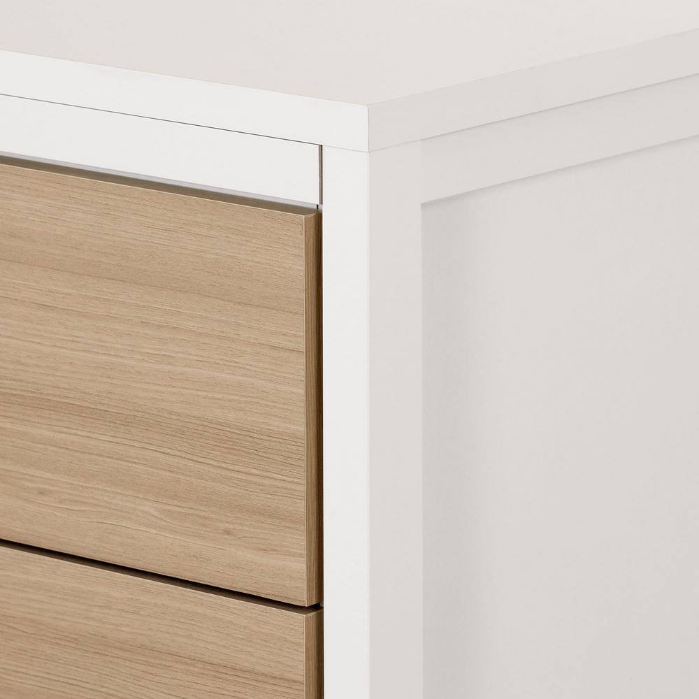 White and Soft Elm Industrial Double Dresser