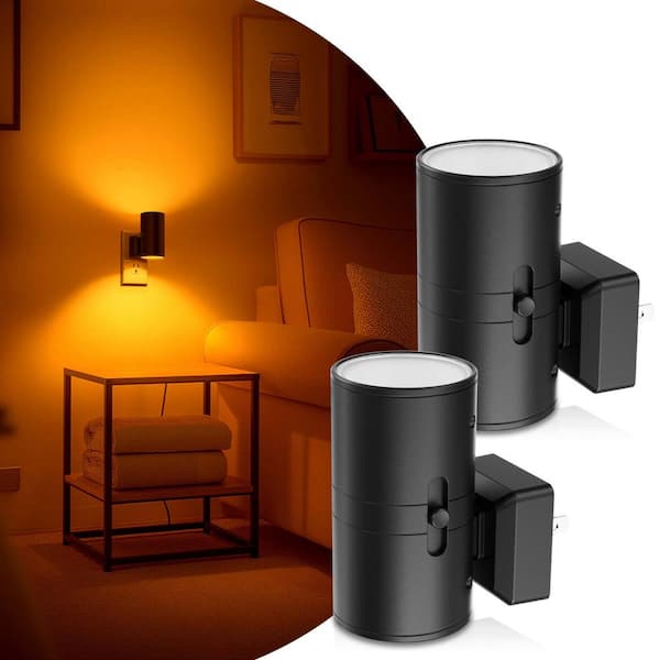 Amber Plug-in Night Light, 2000K Warm Dimmable Light with Auto On/Off Sensor, 0-100LM for Bedroom or Hallway (4-Pack)