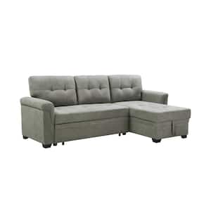 Lucca 84 in. Flared Arm 2-Piece Fabric L-Shaped Sectional Sofa in Gray with Chaise