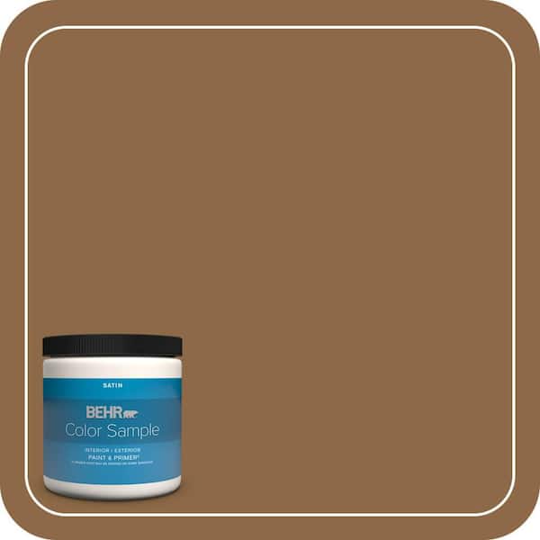 BEHR PREMIUM PLUS 8 oz. #270F-7 English Saddle Satin Enamel Interior/Exterior Paint & Primer Color Sample