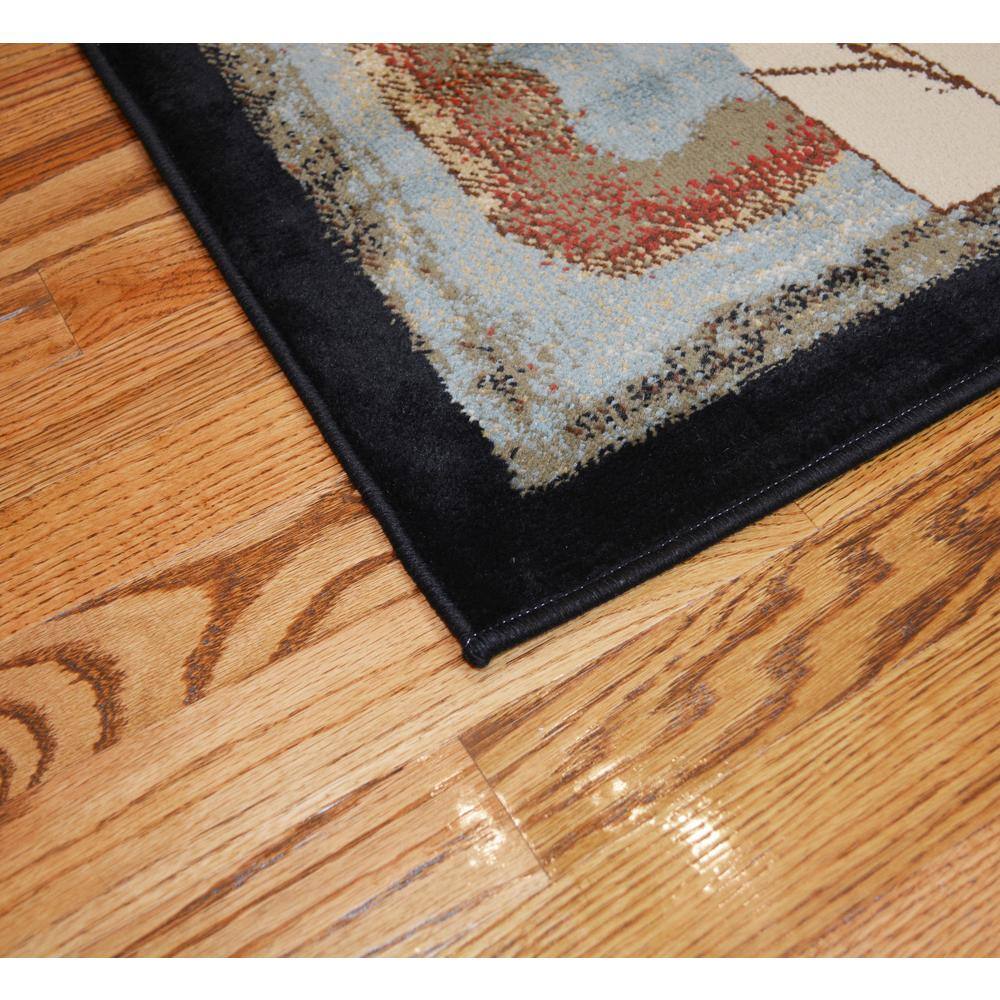 Blue and Beige Nautical Rectangular Polypropylene Area Rug