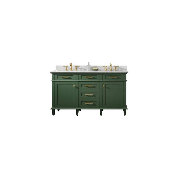 Legion Furniture 60 in. W x 22 in. D Vanity in Vogue Green with Marble Vanity Top in White with White Basin With Backsplash