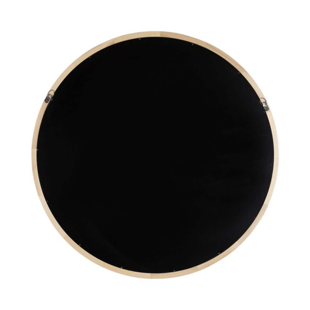 Hatherleigh 34-Inch Round Natural Wood Bathroom Vanity Mirror