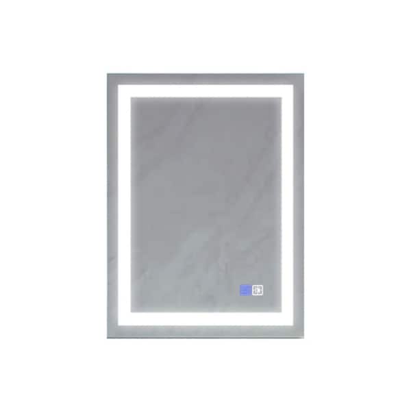 AOPSPS 24 in. W x 32 in. H Large Rectangular Frameless LED Light Wall Bathroom Vanity Mirror in Silver