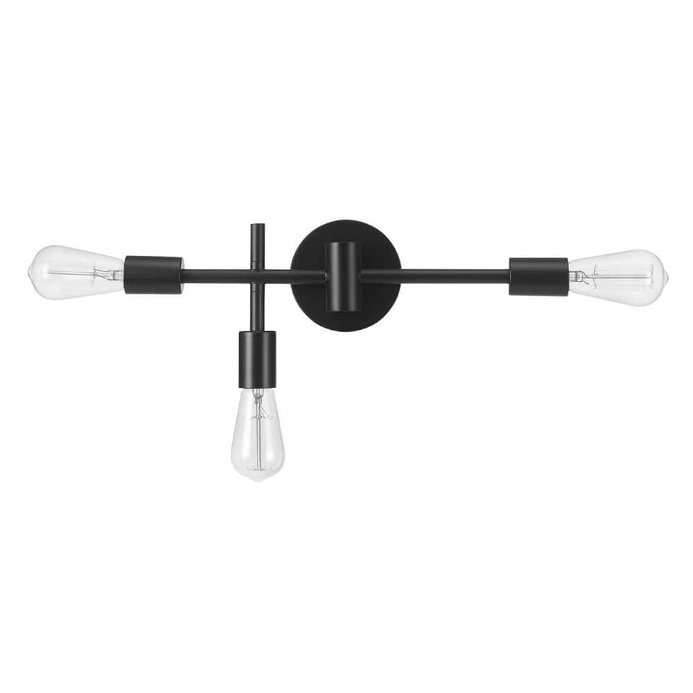 18 in. 3-Light Matte Black Vanity Light