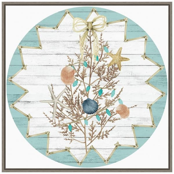 Amanti Art 22 in. Seas And Greetings Collection G Christmas Holiday Framed Canvas Box Wall Art