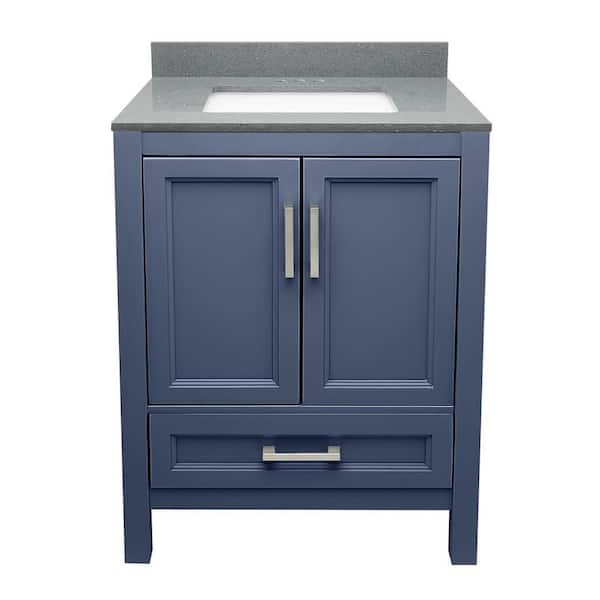 Ella Nevado 25 in. W x 19 in. D x 36 in. H Bathroom Vanity in Blue with Quartz Stone Vanity Top Sink in Galaxy Grey